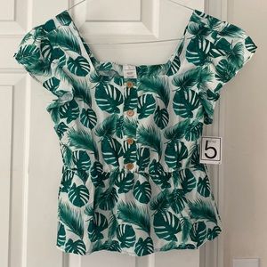 L GIRL Green leaf TOP